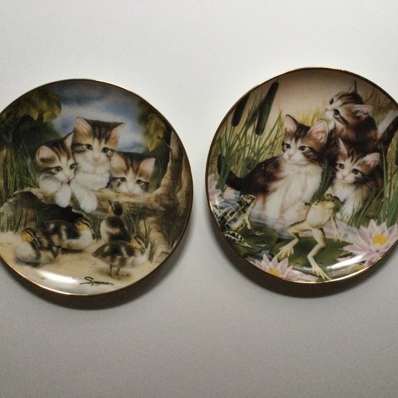 2 Franklin Mint "Fine Feathered Friends" and "playing leap frog" collector plate - Picture 1 of 6